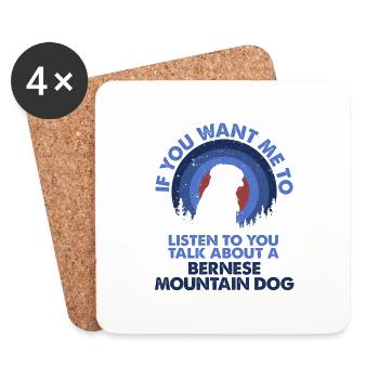 Parlez de la montagne du chien Bernse - Dessous de verre (lot de 4) - blanc - Devant
