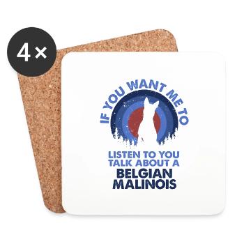 Parlons des chiens malinois belges - Dessous de verre (lot de 4) - blanc - Devant