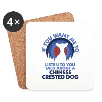 Parlez du chien chinois à crête - Dessous de verre (lot de 4) - blanc - Devant