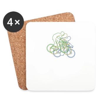 Accessoires de vélo Motif cycliste - Dessous de verre (lot de 4) - blanc - Devant