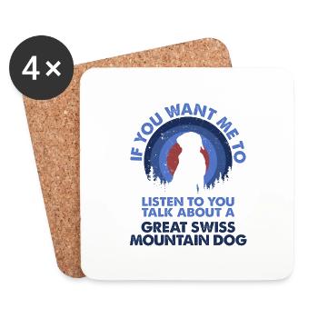 Parlez de chien Grande montagne suisse - Dessous de verre (lot de 4) - blanc - Devant