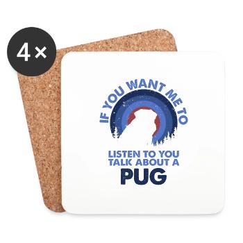 Sprechen Sie Über Hund Mops - Untersetzer (4er-Set) - Weiß - Vorne