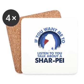 Parlez du chien Shar-Pei - Dessous de verre (lot de 4) - blanc - Devant