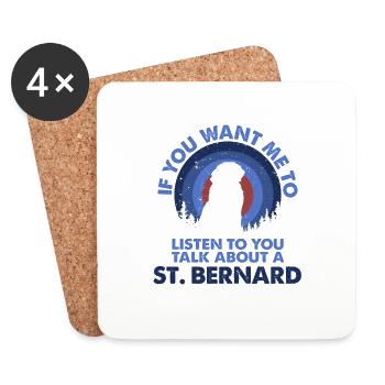 Talk About Dog St. Bernard - Coasters (set of 4) - white - Front
