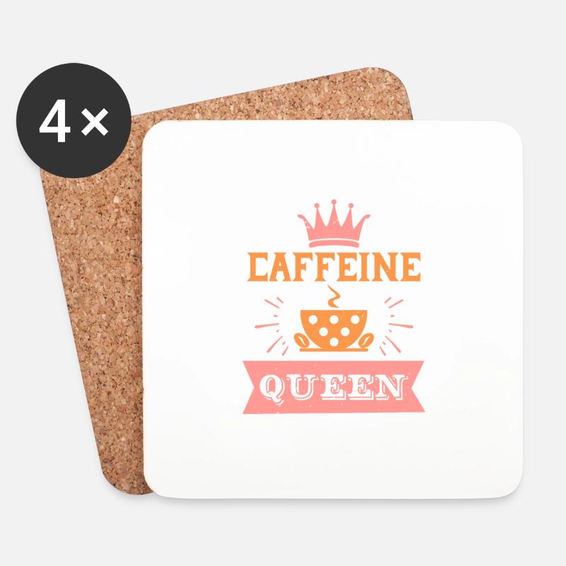 KOFFEIN IST EINE KÖNIGIN - Untersetzer (4er-Set) - Weiß