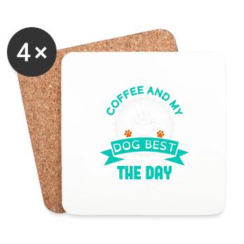 COFFEE AND MY DOG BEST TIME OF THE DAY - Coasters (set of 4) - white - Front
