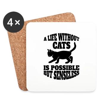 Cat Pet Cat Hair Domestic Cat Kitten Cat Cat - Coasters (set of 4) - white - Front