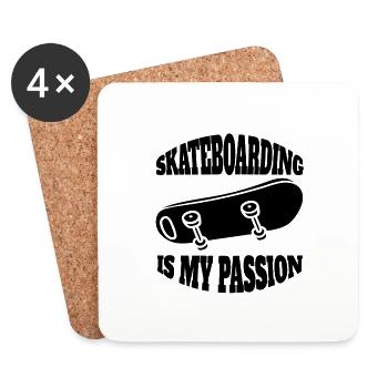 Skateboard Longboard Skater Skaten Skateboarding - Untersetzer (4er-Set) - Weiß - Vorne