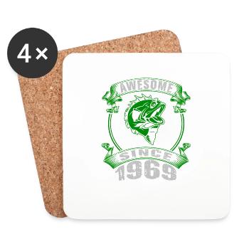 Génial depuis 1969. Ange, Angler Anniversaire - Dessous de verre (lot de 4) - blanc - Devant