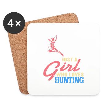 Just A Girl Who Loves Hunting Retro Hunter T-Shirt - Coasters (set of 4) - white - Front