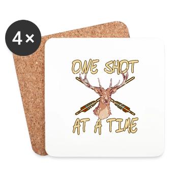 One Shot At A Time Retro Game Archery Hunting - Coasters (set of 4) - white - Front