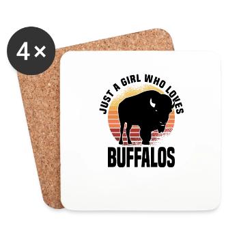 Buffalo Bison Ox Indian American - Coasters (set of 4) - white - Front