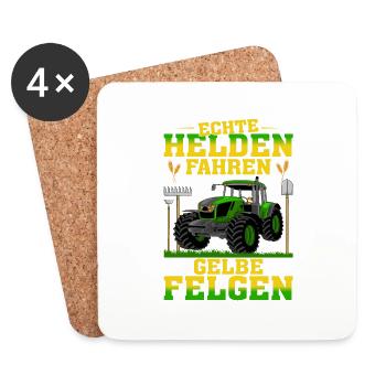Echte Helden Fahren Gelbe Felgen - Untersetzer (4er-Set) - Weiß - Vorne