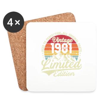 Vintage Birthday Gift 1981 Limited Edition - Coasters (set of 4) - white - Front