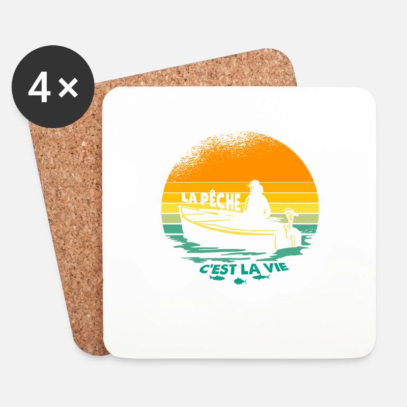 La Pêche C'est la Vie, idee gift dad fisherman - Untersetzer (4er-Set) - Weiß