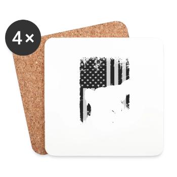 Bear and USA flag for USA and nature lovers - Coasters (set of 4) - white - Front