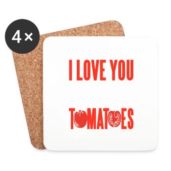 Je t’aime de ma tête tomates drôle de jardinage - Dessous de verre (lot de 4) - blanc - Devant