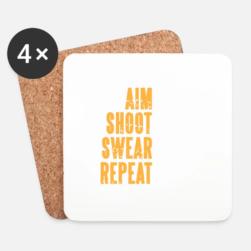 Aim Shoot Swear Repeat Retro Funny Archery Hunting - Untersetzer (4er-Set) - Weiß