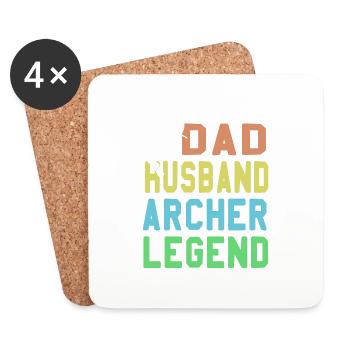 Dad Husband Archer Legend Retro Archery Hunting - Coasters (set of 4) - white - Front