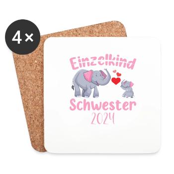 Einzelkind Große Schwester 2024 - Untersetzer (4er-Set) - Weiß - Vorne