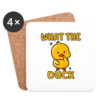 Was die Ente Lustige Gummiente Nette Vogel Quacksalber - Untersetzer (4er-Set) - Weiß - Vorne