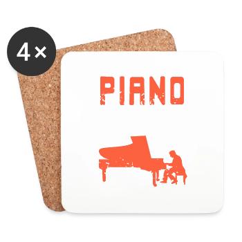 Piano DAD Rétro Awesome Pianist Dad T-Shirt - Dessous de verre (lot de 4) - blanc - Devant
