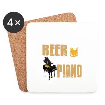 What I Need Is Beer & Piano Retro Funny Pianist - Coasters (set of 4) - white - Front