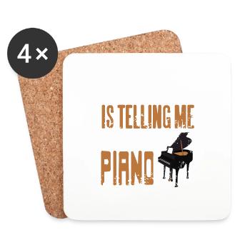The Voice In My Head Retro Funny Pianist T-Shirt - Coasters (set of 4) - white - Front