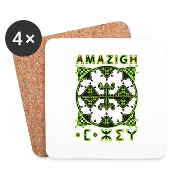 TIFINAGH - MOTIFS DSE POTERIES KABYLES BERBERES - Dessous de verre (lot de 4) - blanc - Devant