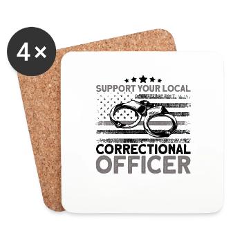 Correctional officer Handcuffs Prison guard - Coasters (set of 4) - white - Front