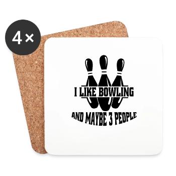 Bowling Cadeau Boule de bowling Kegel Bowler - Dessous de verre (lot de 4) - blanc - Devant