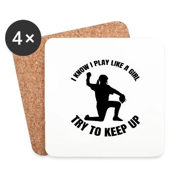 Baseball lover baseball woman baseball game - Coasters (set of 4) - white - Front