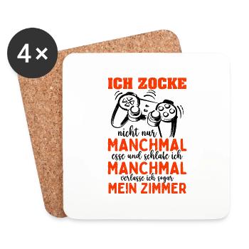 Zocker Video Gamer Games PC Funny Gaming Saying - Untersetzer (4er-Set) - Weiß - Vorne