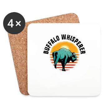 Buffalo Bison Ox Indian American - Coasters (set of 4) - white - Front