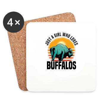 Buffalo Bison Ox Indian American - Coasters (set of 4) - white - Front