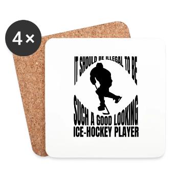 Équipe de hockey sur glace cadeau hockey sur glace sports d’hiver - Dessous de verre (lot de 4) - blanc - Devant