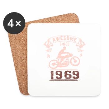 Awesome since 1969, biker 54th birthday - Coasters (set of 4) - white - Front