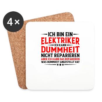 Elektriker Humor Lustiger Spruch Geschenkidee Spaß - Untersetzer (4er-Set) - Weiß - Vorne
