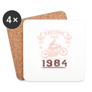 Awesome since 1984, biker 39th birthday - Coasters (set of 4) - white - Front