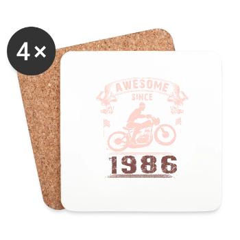 Awesome since 1986, Biker 37. Geburtstag - Untersetzer (4er-Set) - Weiß - Vorne