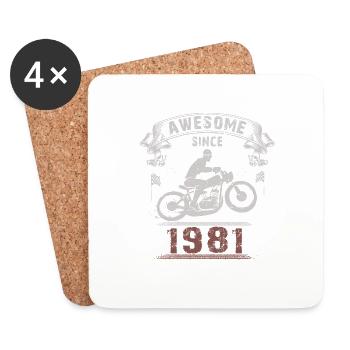 Awesome since 1981, Biker 42. Geburtstag - Untersetzer (4er-Set) - Weiß - Vorne