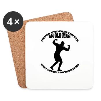Bodybuilder Athlete Strength Training Fitness Muscle - Coasters (set of 4) - white - Front