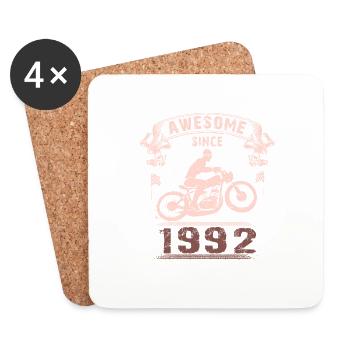 Génial depuis 1992, motard 31e anniversaire - Dessous de verre (lot de 4) - blanc - Devant