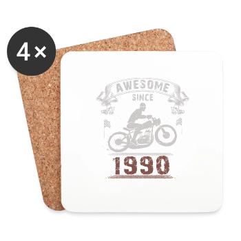 Awesome since 1990, biker 33rd birthday - Coasters (set of 4) - white - Front