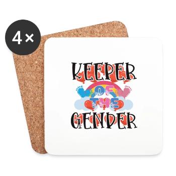 Gardien de l’annonce de bébé de révélation de genre mignon - Dessous de verre (lot de 4) - blanc - Devant