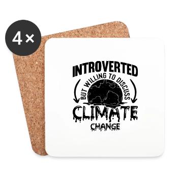 Introverted But Willing Awareness Climate Activist - Coasters (set of 4) - white - Front