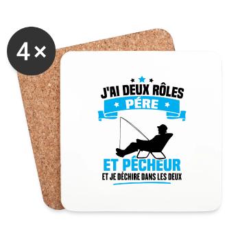 J'ai deux rôles père et pêcheur et je déchire dans - Dessous de verre (lot de 4) - blanc - Devant