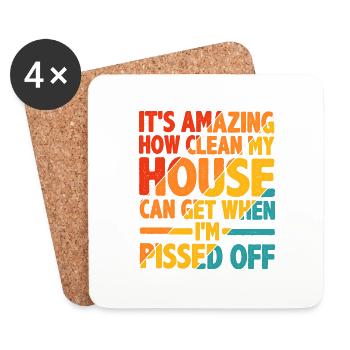 C’est incroyable à quel point ma maison peut être propre 2 - Dessous de verre (lot de 4) - blanc - Devant