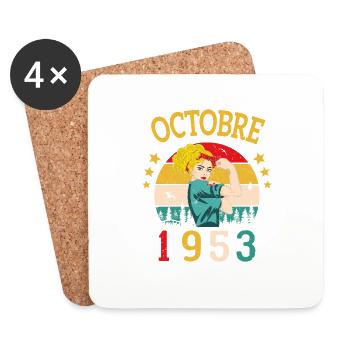Oktober 1953 Jubiläums Vintage Geschenkidee - Untersetzer (4er-Set) - Weiß - Vorne