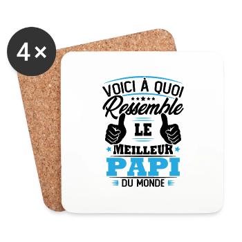 Voici à quoi ressemble le meilleur papi du monde - Dessous de verre (lot de 4) - blanc - Devant